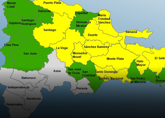 El Distrito Nacional y 25 provincias, en alerta por vaguada