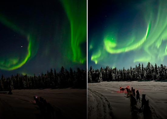 El VIDEO más hermoso del mes: aurora boreal y luna llena en medio de la nieve