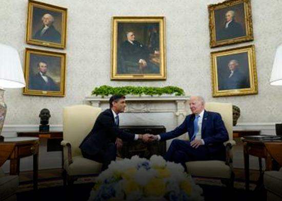 Biden y Sunak se reúnen en la Casa Blanca y prometen más apoyo a Ucrania