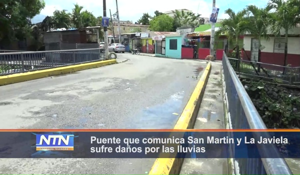 Puente que comunica San Martin y La Javiela sufre daños por las lluvias
