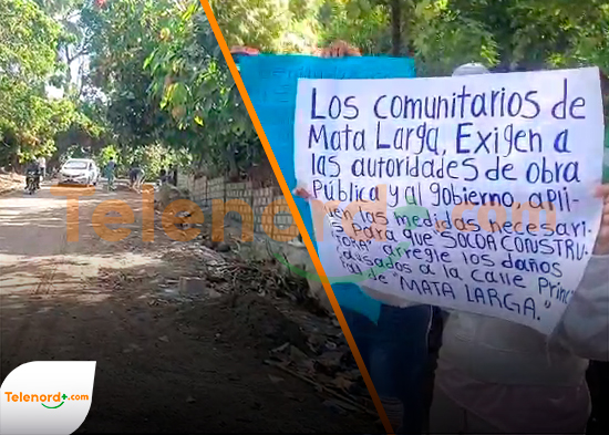 Residentes de Mata Larga protestan y exigen arreglo de carretera